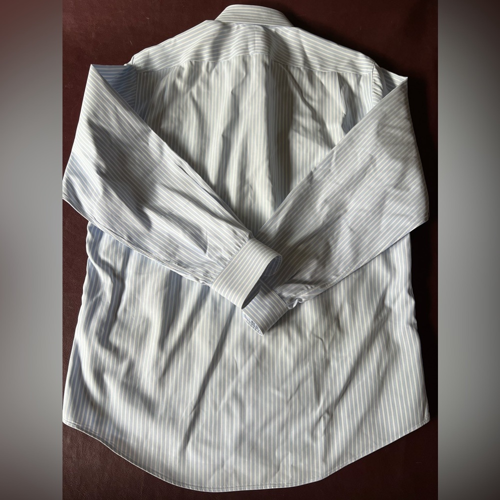 Nordstrom SmartCare Long Sleeve Blue and White Stripe Dress Shirt size 16 1/2 35 - Picture 3 of 9